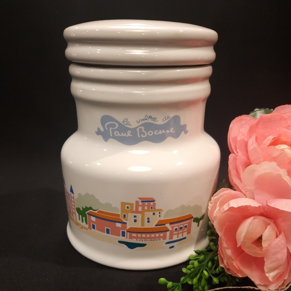 Vintage Paul Bocuse La Vallee De Countryside Village Lidded Canister ~ 1987